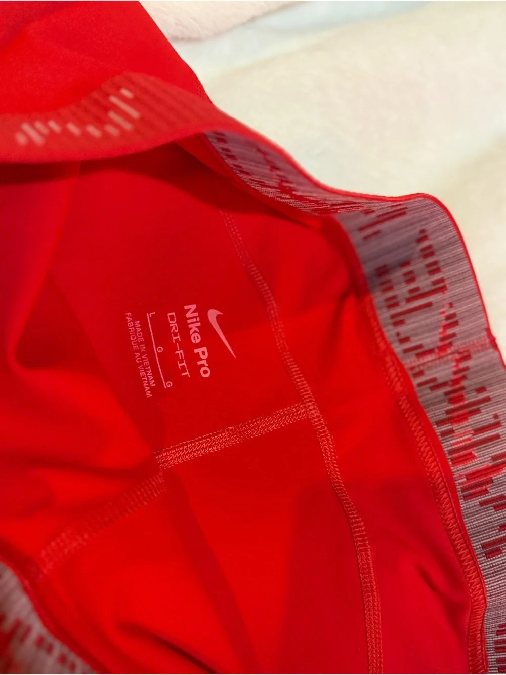 Nike Women’s Red Pro Bike Shorts with Subtle Branding